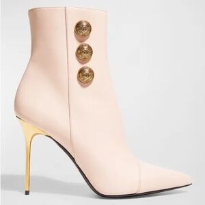 Balmain Roni Metallic-Heel Calfskin Booties Size 42